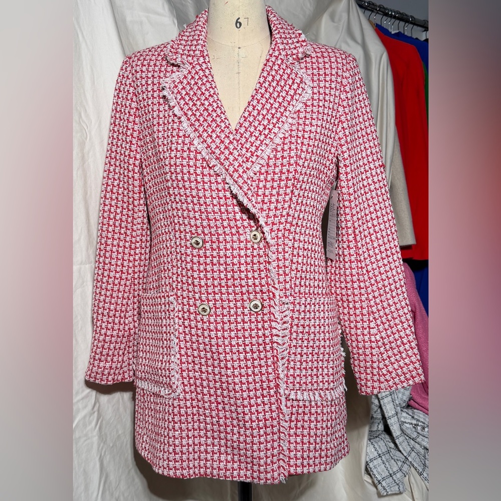 Zara Women's Pink Double-Breasted Coat